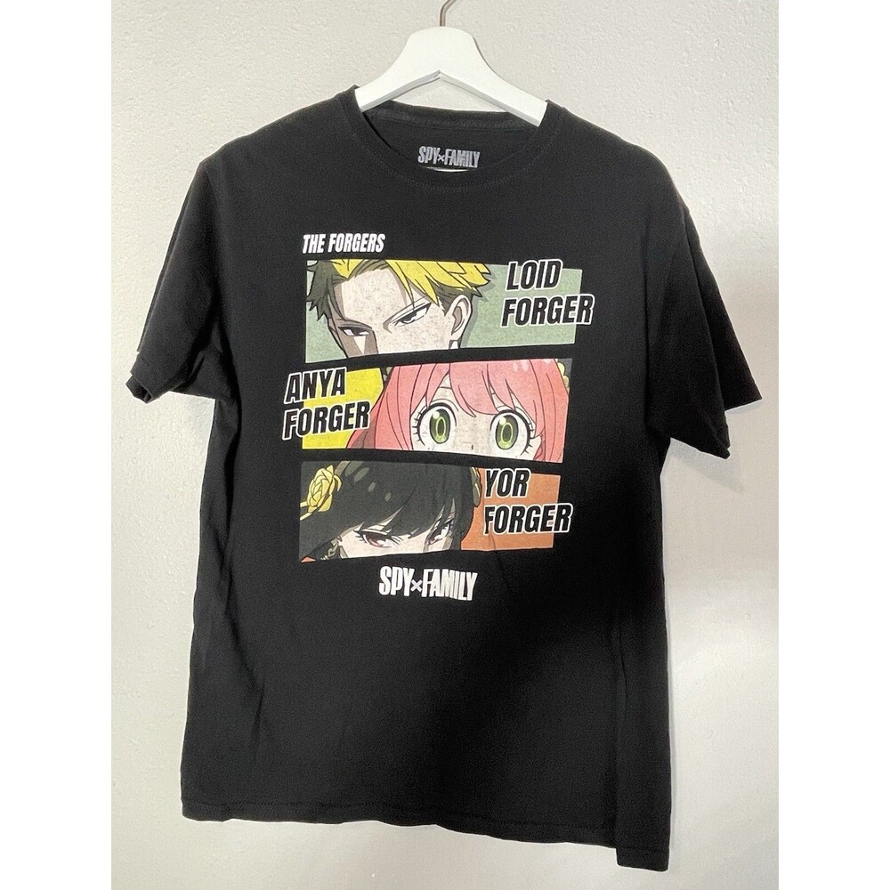 SPY x FAMILY T-Shirt Black Medium Loid Anya Yor Forger Anime Short Sleeve Tee